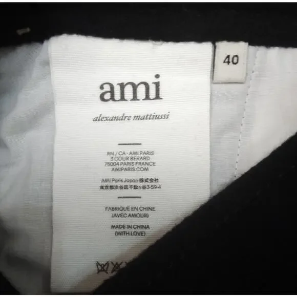 AMI ALEXANDRE MATTIUSSI Cashmere & Wool Heavy Trousers Pants Size 40